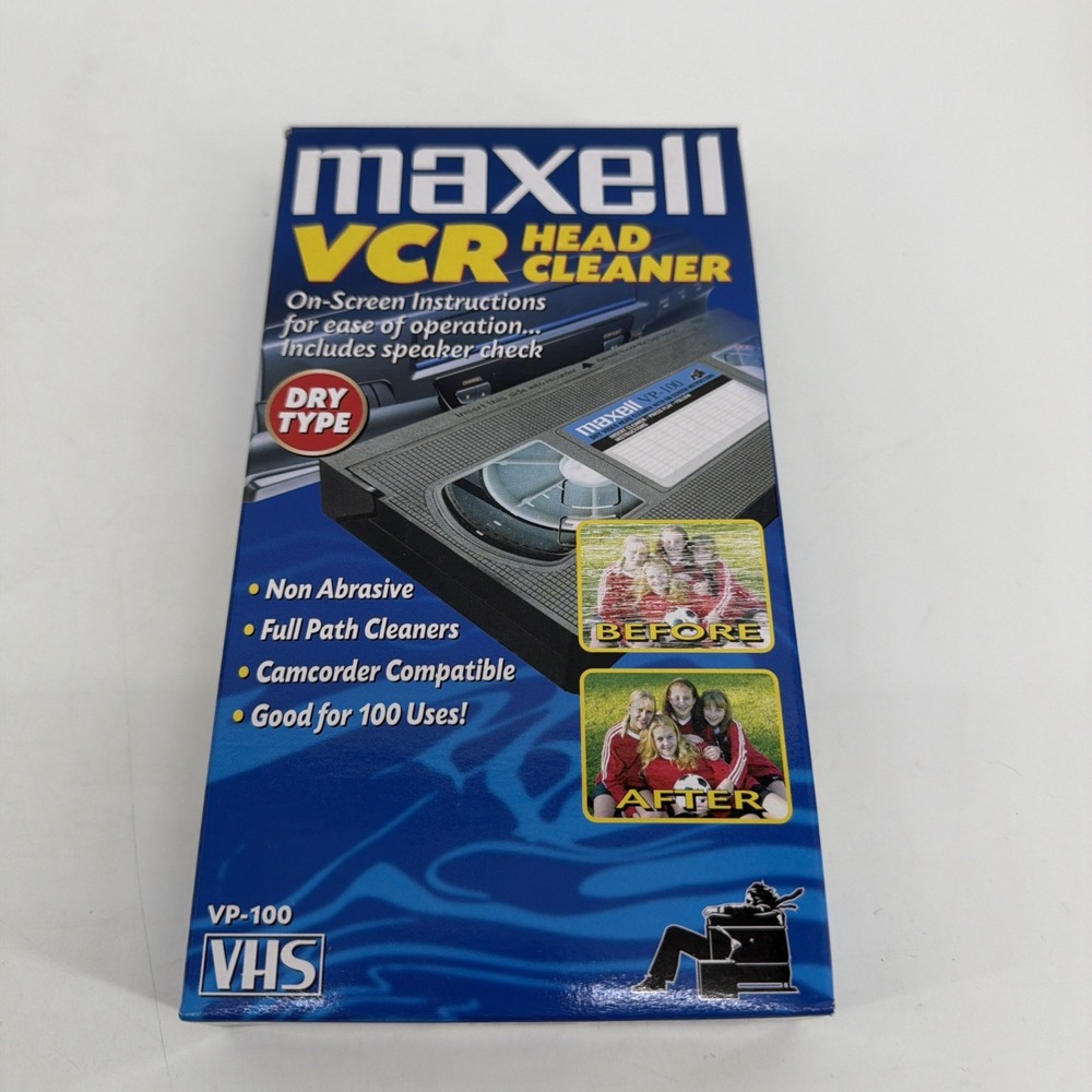 Maxell High Quality Video Head Cleaner VP-100 VHS Tape VCR Dry Type Movie Video